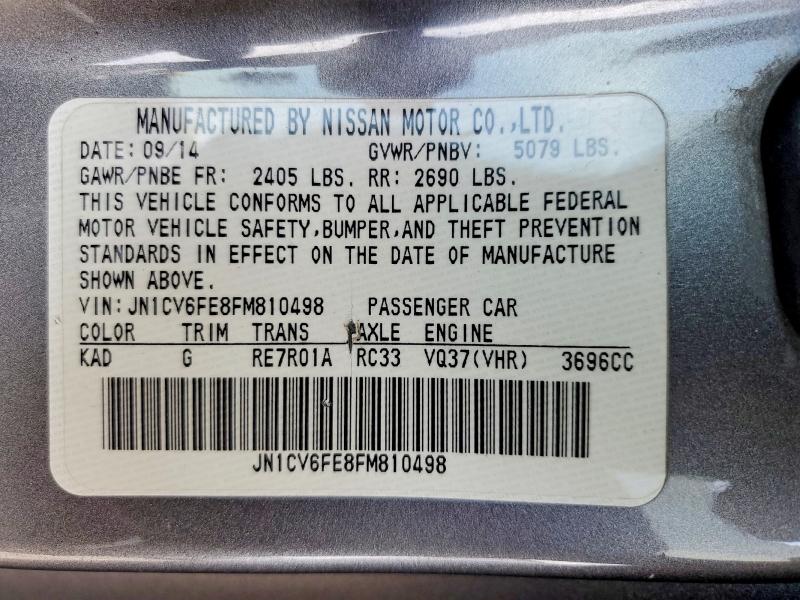 Продажа на аукционе авто 2015 Infiniti Q60 Convertible, vin: JN1CV6FE8FM810498, номер лота: 46221196