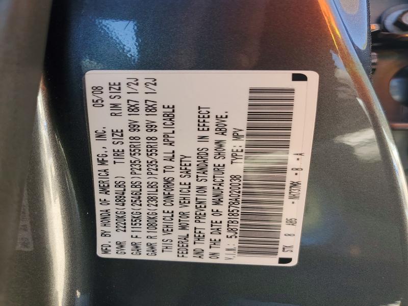 Продажа на аукционе авто 2008 Acura Rdx, vin: 5J8TB18578A020038, номер лота: 41978086