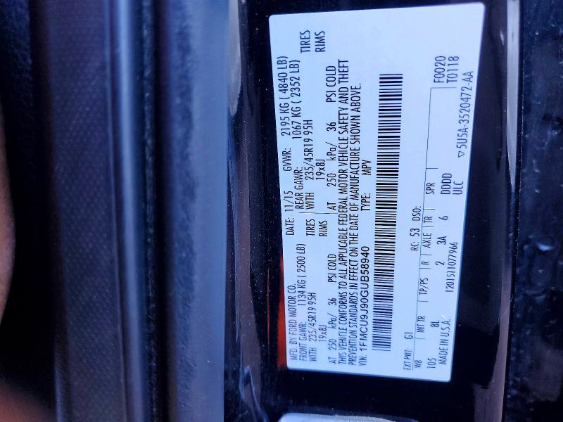 Aukcja sprzedaży 2016 Ford Escape, vin: 1FMCU9J90GUB58940, numer aukcji: 47415696