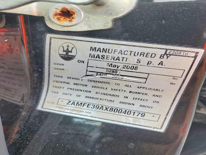 47410236 :رقم المزاد ، ZAMFE39AX80040179 vin ، 2008 Maserati Quattroporte مزاد بيع