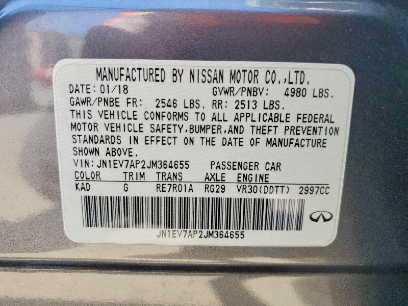 Aukcja sprzedaży 2018 Infiniti Q50, vin: JN1EV7AP2JM364655, numer aukcji: 47472636