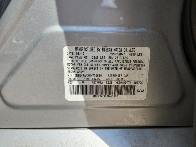 2017 Infiniti Q50 მანქანა იყიდება აუქციონზე, vin: JN1EV7APXHM740660, აუქციონის ნომერი: 46940746