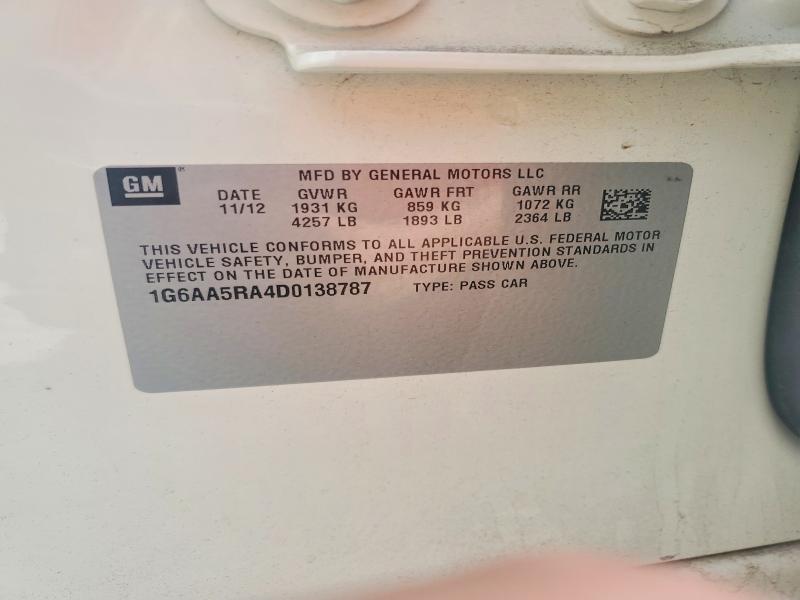 2013 Cadillac Ats მანქანა იყიდება აუქციონზე, vin: 1G6AA5RA4D0138787, აუქციონის ნომერი: 79441685