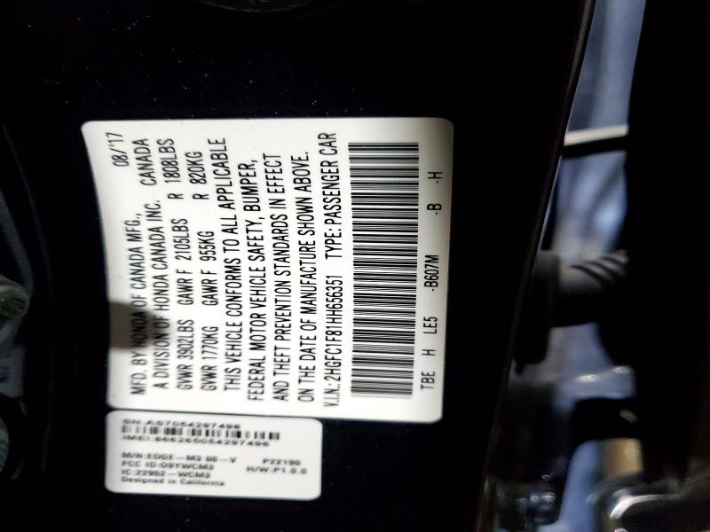 Aukcja sprzedaży 2017 Honda Civic, vin: 2HGFC1F81HH656351, numer aukcji: 47298936