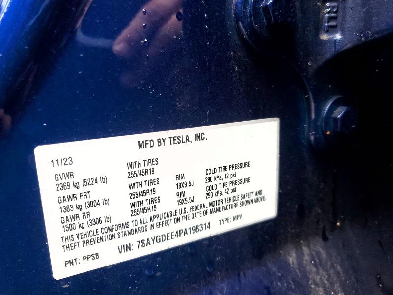 41748896 :رقم المزاد ، 7SAYGDEE4PA198314 vin ، 2023 Tesla Model Y مزاد بيع