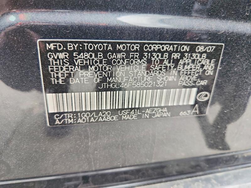 Aukcja sprzedaży 2008 Lexus Ls, vin: JTHGL46F585021321, numer aukcji: 77354735