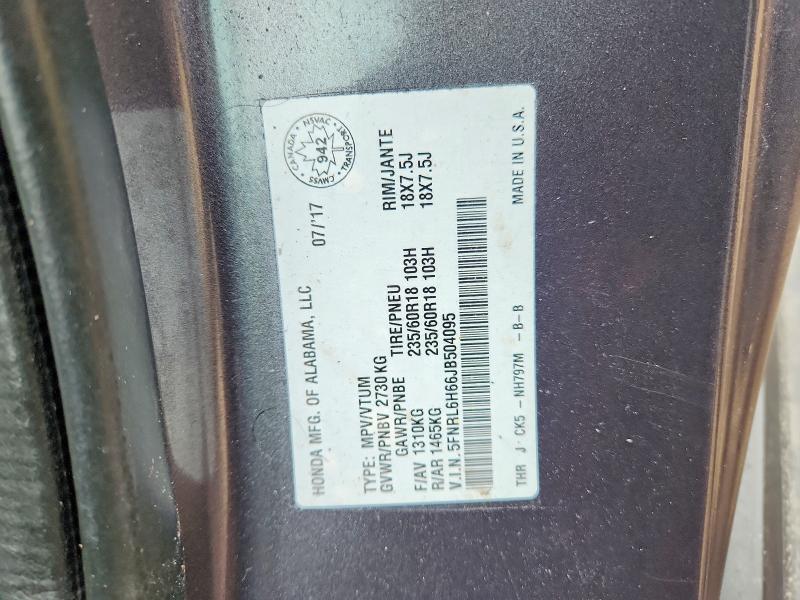 79005195 :رقم المزاد ، 5FNRL6H66JB504095 vin ، 2018 Honda Odyssey مزاد بيع