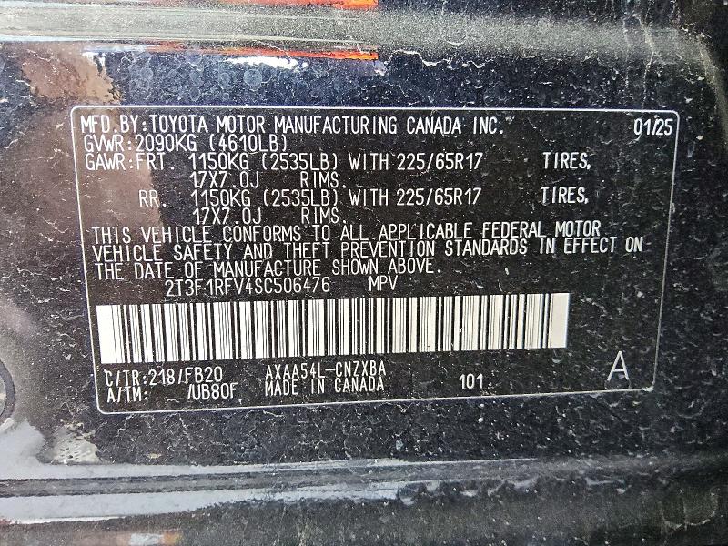 2025 Toyota Rav4 მანქანა იყიდება აუქციონზე, vin: 2T3F1RFV4SC506476, აუქციონის ნომერი: 48284786