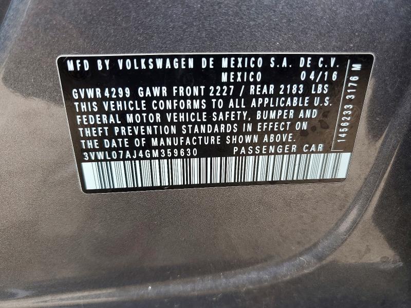 Aukcja sprzedaży 2016 Volkswagen Jetta, vin: 3VWL07AJ4GM359630, numer aukcji: 79750605
