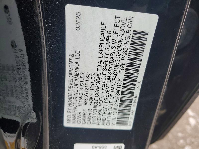 79817295 :رقم المزاد ، 19UDE4H20SA011904 vin ، 2025 Acura Integra مزاد بيع