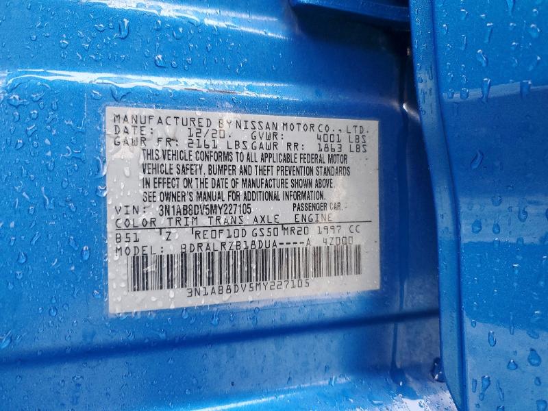 Продажа на аукционе авто 2021 Nissan Sentra, vin: 3N1AB8DV5MY227105, номер лота: 47371786