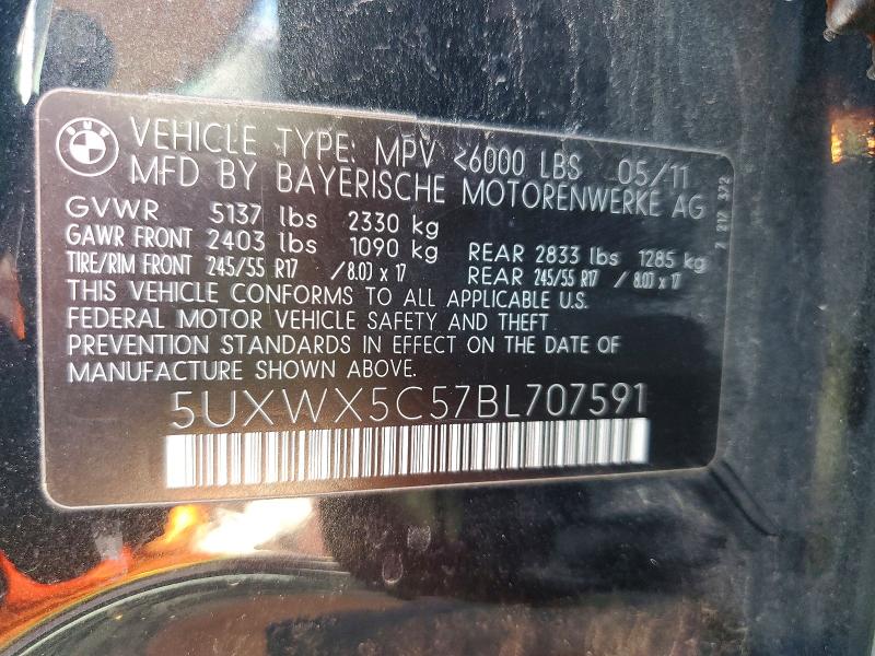 Продажа на аукционе авто 2011 Bmw X3, vin: 5UXWX5C57BL707591, номер лота: 47299496