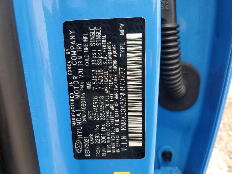 Продаж на аукціоні авто 2022 Hyundai Kona, vin: KM8K33A3XNU870277, номер лоту: 78857125
