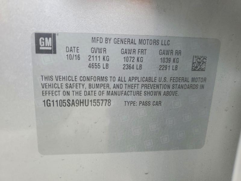 Продажа на аукционе авто 2017 Chevrolet Impala, vin: 1G1105SA9HU155778, номер лота: 48199136