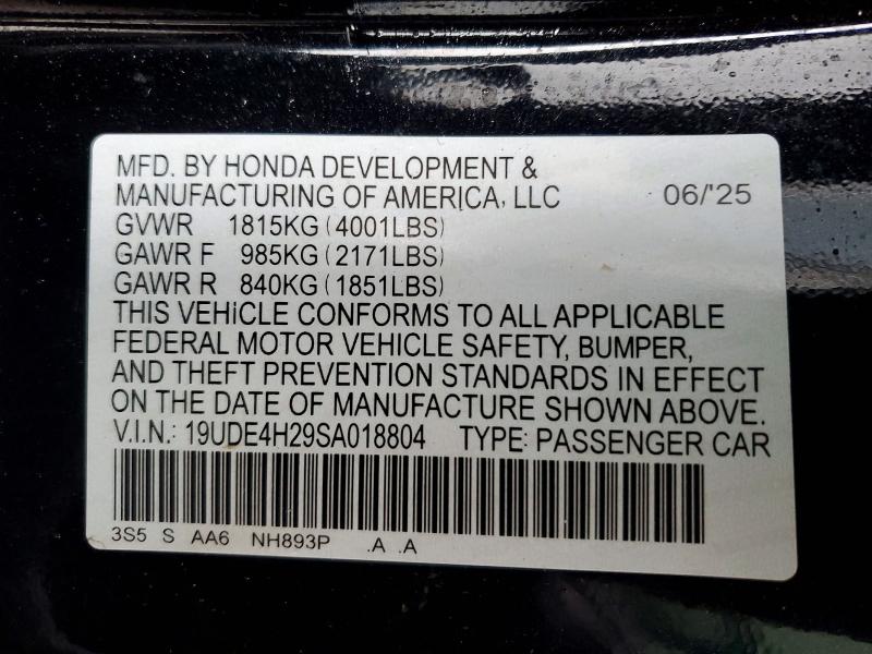 Aukcja sprzedaży 2025 Acura Integra, vin: 19UDE4H29SA018804, numer aukcji: 78743955