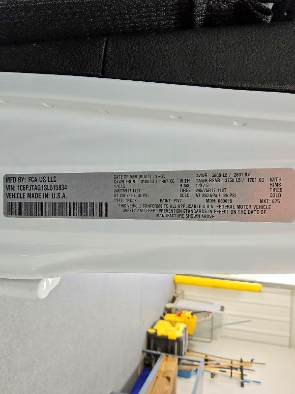 2025 Jeep Gladiator მანქანა იყიდება აუქციონზე, vin: 1C6PJTAG1SL515834, აუქციონის ნომერი: 45554346