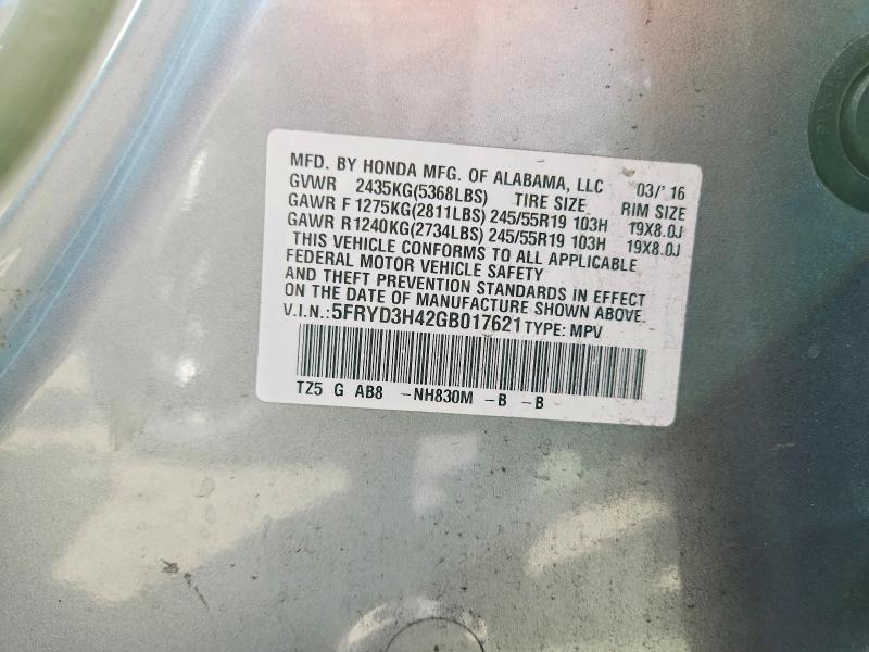 Aukcja sprzedaży 2016 Acura Mdx, vin: 5FRYD3H42GB017621, numer aukcji: 46758956
