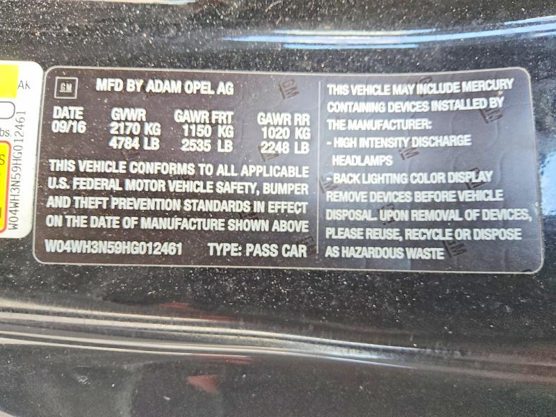 Продажа на аукционе авто 2017 Buick Cascada, vin: W04WH3N59HG012461, номер лота: 45639146