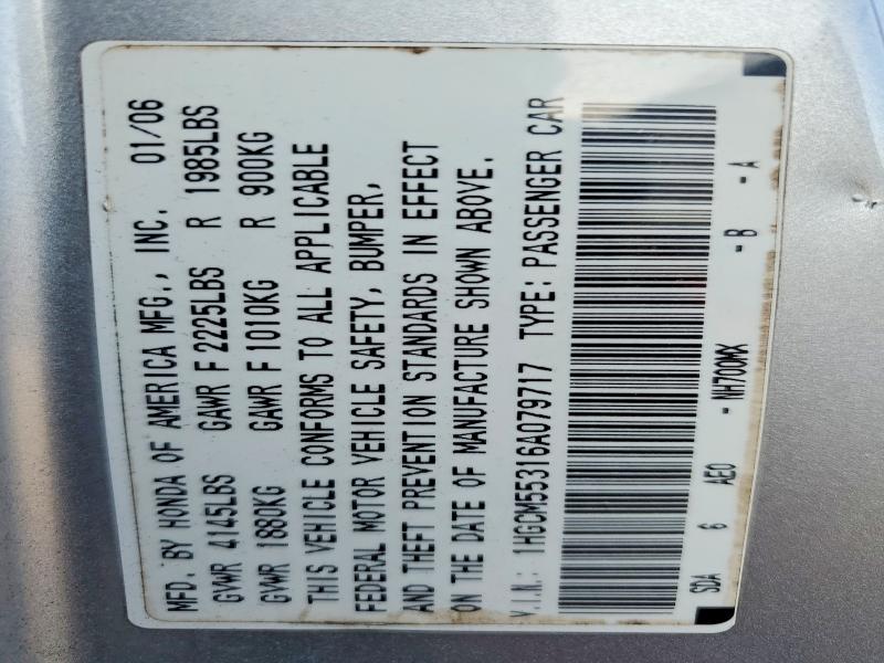 47274026 :رقم المزاد ، 1HGCM55316A079717 vin ، 2006 Honda Accord مزاد بيع
