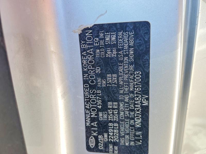 2018 Kia Soul მანქანა იყიდება აუქციონზე, vin: KNDJX3AA8J7617003, აუქციონის ნომერი: 45844696