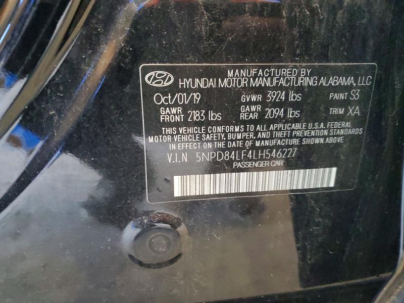 47099596 :رقم المزاد ، 5NPD84LF4LH546227 vin ، 2020 Hyundai Elantra مزاد بيع