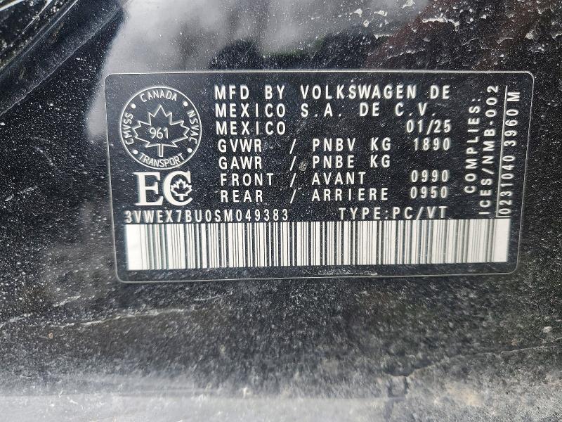 2025 Volkswagen Jetta მანქანა იყიდება აუქციონზე, vin: 3VWEX7BU0SM049383, აუქციონის ნომერი: 46581316