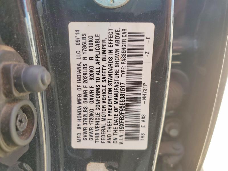 Aukcja sprzedaży 2014 Honda Civic, vin: 19XFB2F95EE081517, numer aukcji: 47621056