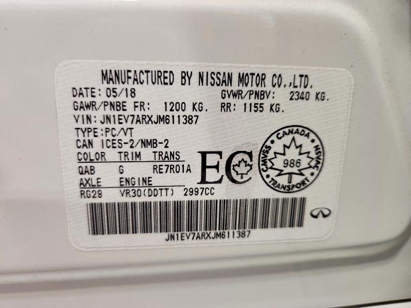 Продаж на аукціоні авто 2018 Infiniti Q50, vin: JN1EV7ARXJM611387, номер лоту: 46023836