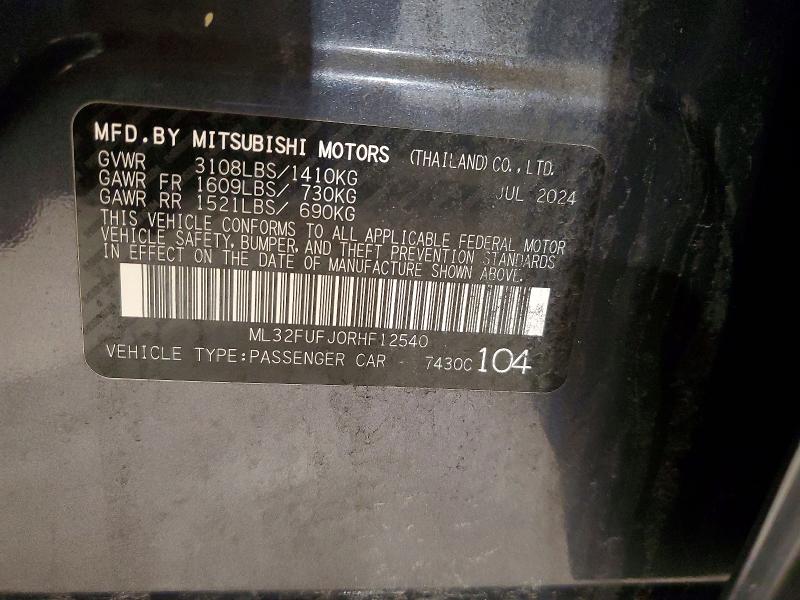 Продаж на аукціоні авто 2024 Mitsubishi Mirage, vin: ML32FUFJ0RHF12540, номер лоту: 42037306