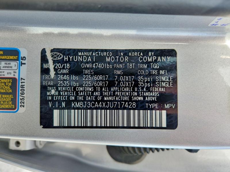Продажа на аукционе авто 2018 Hyundai Tucson, vin: KM8J3CA4XJU717428, номер лота: 46756546