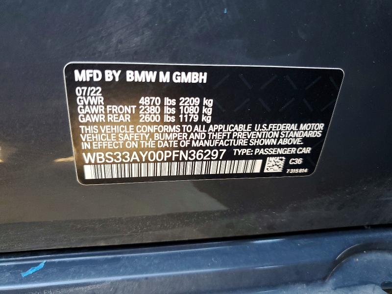 Aukcja sprzedaży 2023 Bmw M3, vin: WBS33AY00PFN36297, numer aukcji: 46925646