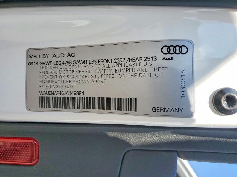 Продаж на аукціоні авто 2018 Audi A4, vin: WAUENAF46JA149884, номер лоту: 47300786
