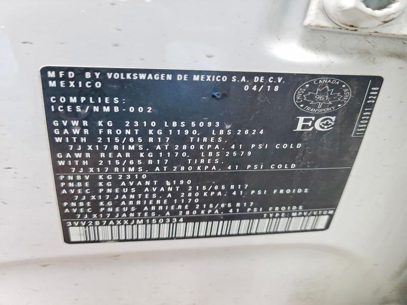 Aukcja sprzedaży 2018 Volkswagen Tiguan, vin: 3VV2B7AXXJM150334, numer aukcji: 78458005