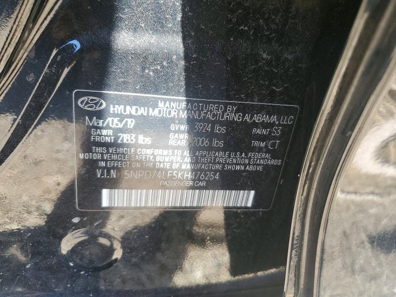 2019 Hyundai Elantra მანქანა იყიდება აუქციონზე, vin: 5NPD74LF5KH476254, აუქციონის ნომერი: 45977606