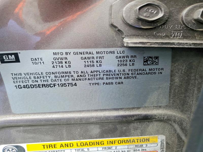Продажа на аукционе авто 2012 Buick Lacrosse, vin: 1G4GD5ER8CF195754, номер лота: 79784625