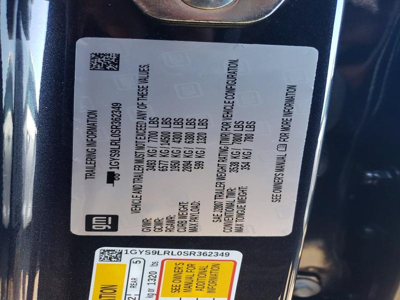 Aukcja sprzedaży 2025 Cadillac Escalade, vin: 1GYS9LRL0SR362349, numer aukcji: 45766476