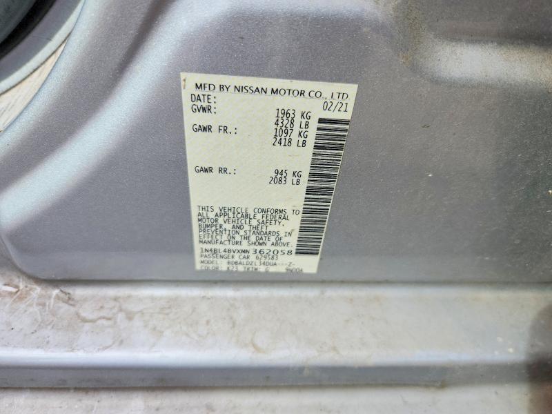 46474116 :رقم المزاد ، 1N4BL4BVXMN362058 vin ، 2021 Nissan Altima مزاد بيع