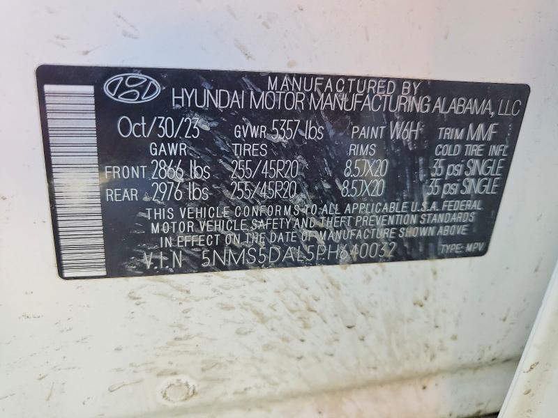 46574446 :رقم المزاد ، 5NMS5DAL5PH640032 vin ، 2023 Hyundai Santa Fe مزاد بيع