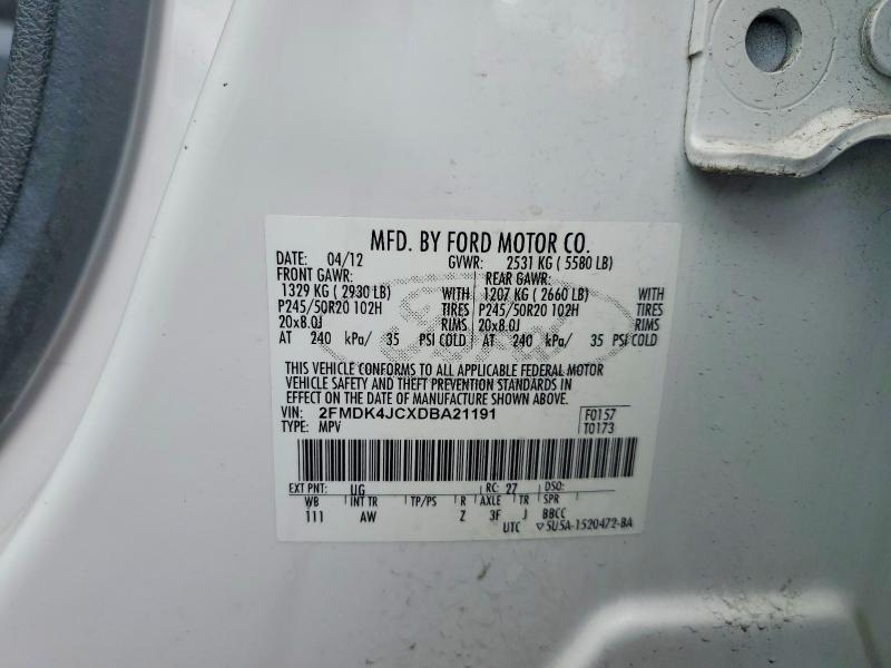 2013 Ford Edge მანქანა იყიდება აუქციონზე, vin: 2FMDK4JCXDBA21191, აუქციონის ნომერი: 76006495