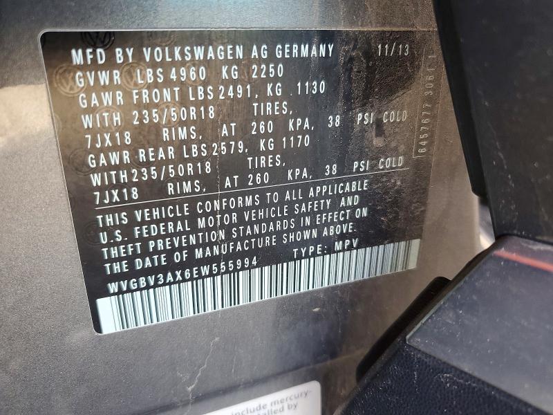 Aukcja sprzedaży 2014 Volkswagen Tiguan, vin: WVGBV3AX6EW555994, numer aukcji: 46462106