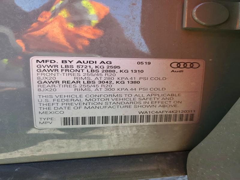 Aukcja sprzedaży 2019 Audi Sq5, vin: WA1C4AFY4K2120311, numer aukcji: 46706966
