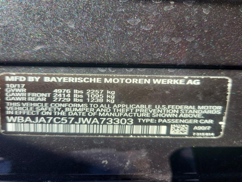 Продаж на аукціоні авто 2018 Bmw 530, vin: WBAJA7C57JWA73303, номер лоту: 79384225