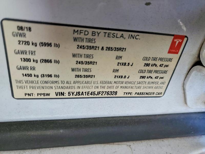 Aukcja sprzedaży 2018 Tesla Model S, vin: 5YJSA1E45JF276328, numer aukcji: 46859406