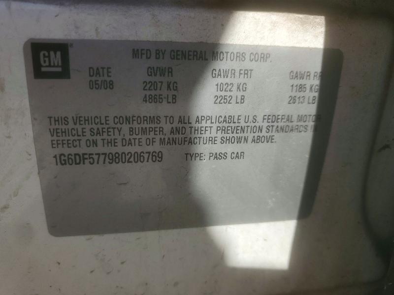 2008 Cadillac Cts მანქანა იყიდება აუქციონზე, vin: 1G6DF577980206769, აუქციონის ნომერი: 41622846