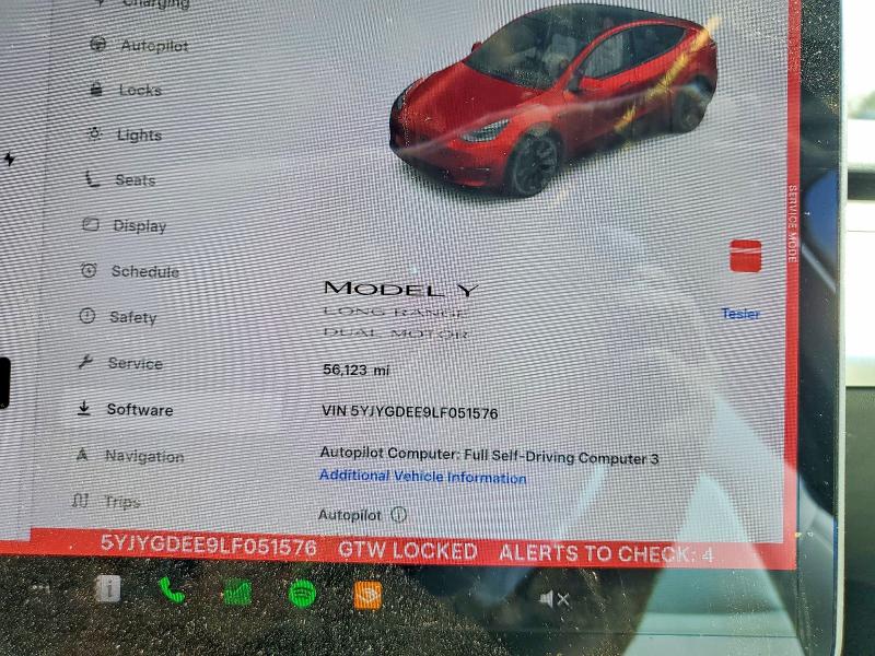 2020 Tesla Model Y მანქანა იყიდება აუქციონზე, vin: 5YJYGDEE9LF051576, აუქციონის ნომერი: 41776656