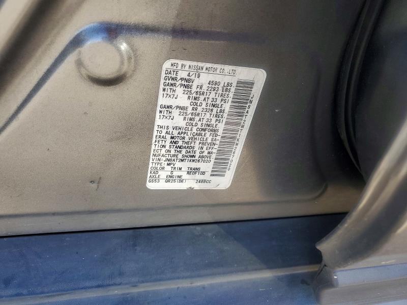 Продажа на аукционе авто 2019 Nissan Rogue, vin: JN8AT2MT1KW267020, номер лота: 45840116