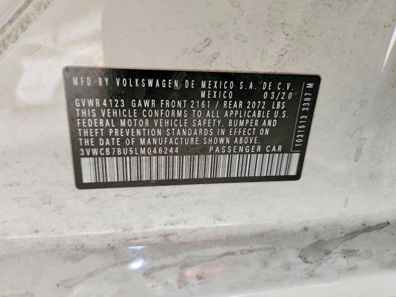 Продаж на аукціоні авто 2020 Volkswagen Jetta, vin: 3VWCB7BU5LM046244, номер лоту: 47699616