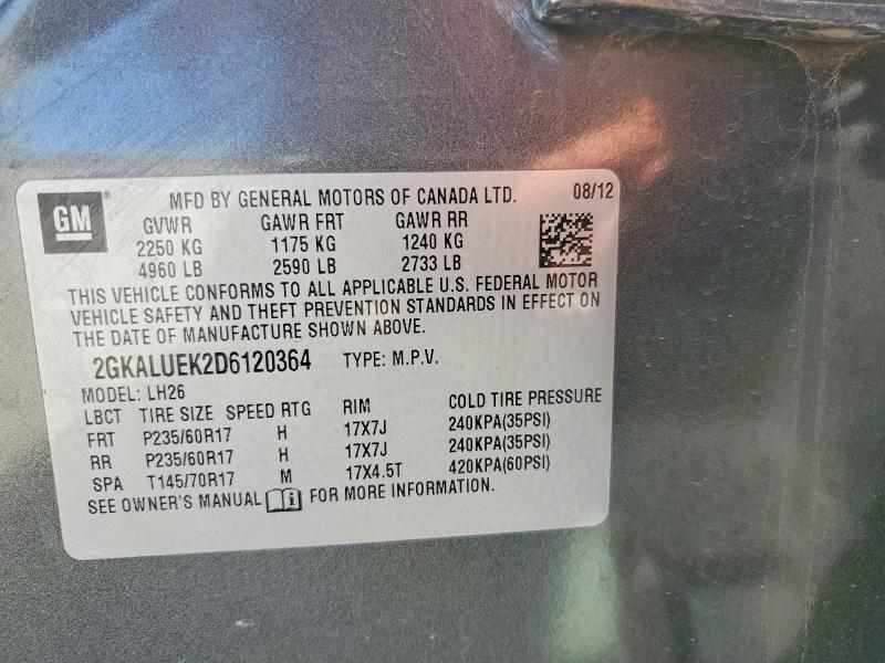Aukcja sprzedaży 2013 Gmc Terrain, vin: 2GKALUEK2D6120364, numer aukcji: 47265116