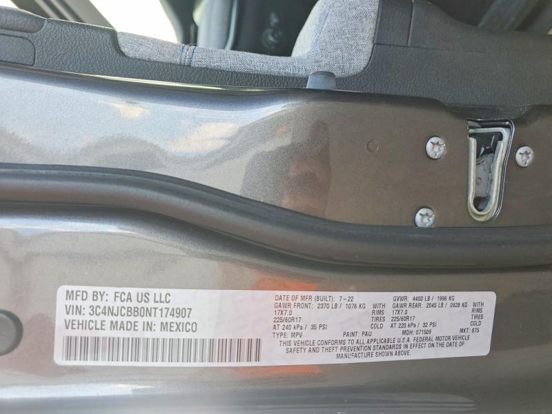 2022 Jeep Compass მანქანა იყიდება აუქციონზე, vin: 3C4NJCBB0NT174907, აუქციონის ნომერი: 42071626