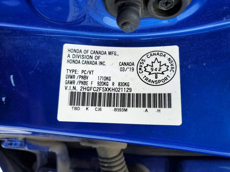 Aukcja sprzedaży 2019 Honda Civic Lx 4dr, vin: 2HGFC2F5XKH021129, numer aukcji: 46046006